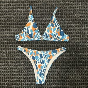 Blue and orange swimsuit